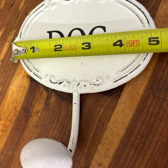 White Enamel "Dog" Leash Hanger Metal Wall Key Rack Holder Leash Hook  5" - Picture 5 of 8